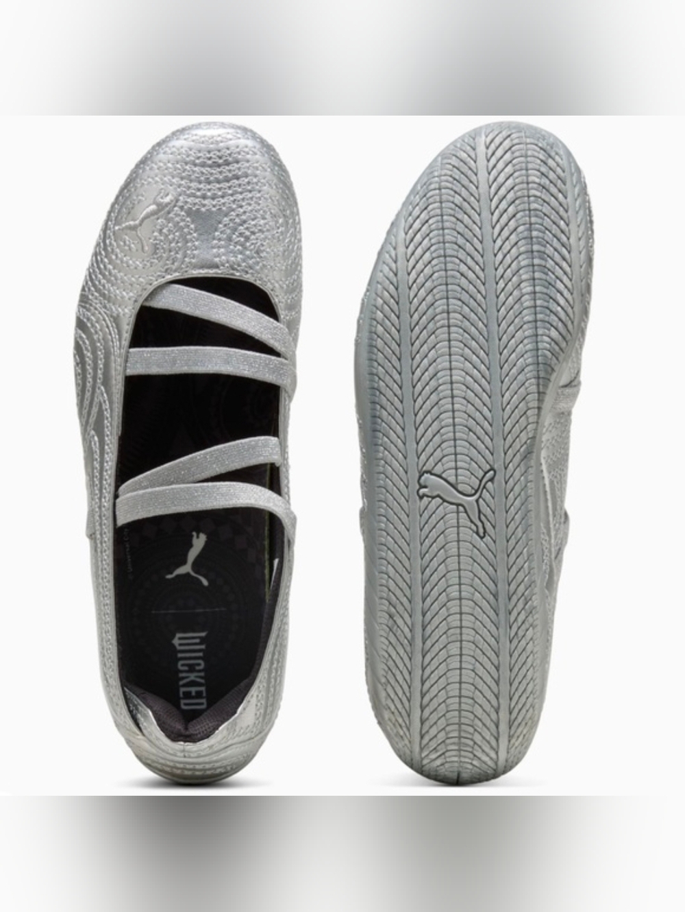 Puma X Wicked Metallic Silver Speedcat Ballet Flats - Picture 2 of 3
